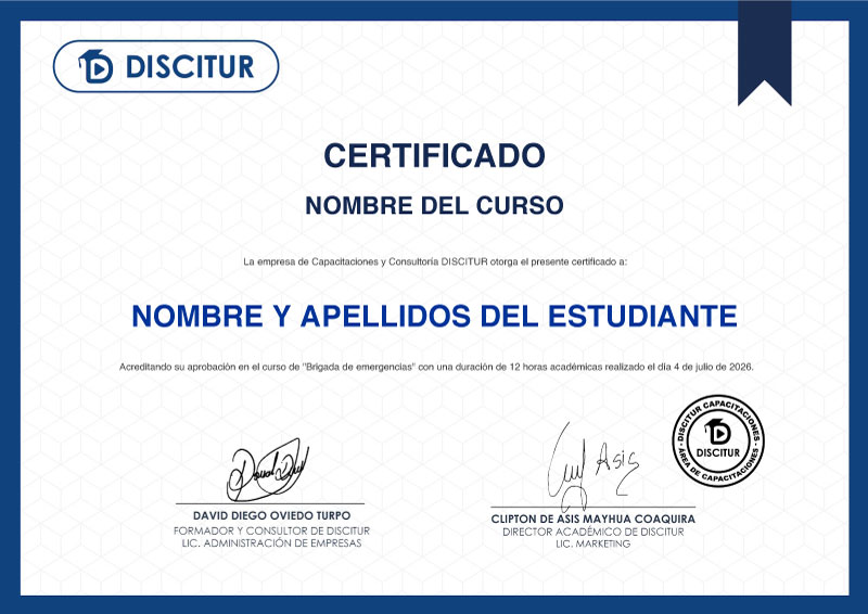 Modelo de Certificado del Curso de IA por Discitur